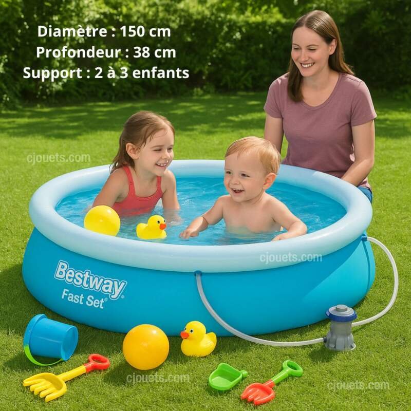 Piscine Gonflable Familiale BESTWAY  – 152 cm x 38 cm – Confort et Fraîcheur pour l’Été