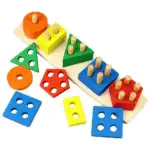 Jeu de Tri Couleurs Et Puzzle en Bois Jouets Éducatif