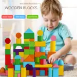 Ensemble de blocs de construction en bois avec sac de rangement