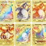Lot de 6 cartes Charizard en métal plaqué or Vmax DX GX - Pour collectionneurs et enfants