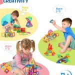 Jeux de  Construction Magnetiques 42 PCS, Jouet pour Fille Garcon/Enfants 3 ans = Petits Cadeaux Anniversaire Jeux de Societes Educatif Puzzle 3 Ans+