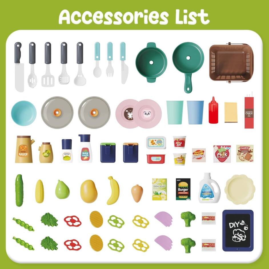 Cuisine Jouet Pour Enfants 24 Pièces Avec Son, Lumière Et Eau - Pour Enfants 3 Ans Et Plus - Jeu D'imitation Et De Rôle