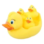Jouet de bain en forme de canard jaune avec visage mignon pour enfant et bébé, accessoire en caoutchouc à presser pour la douche et la plage