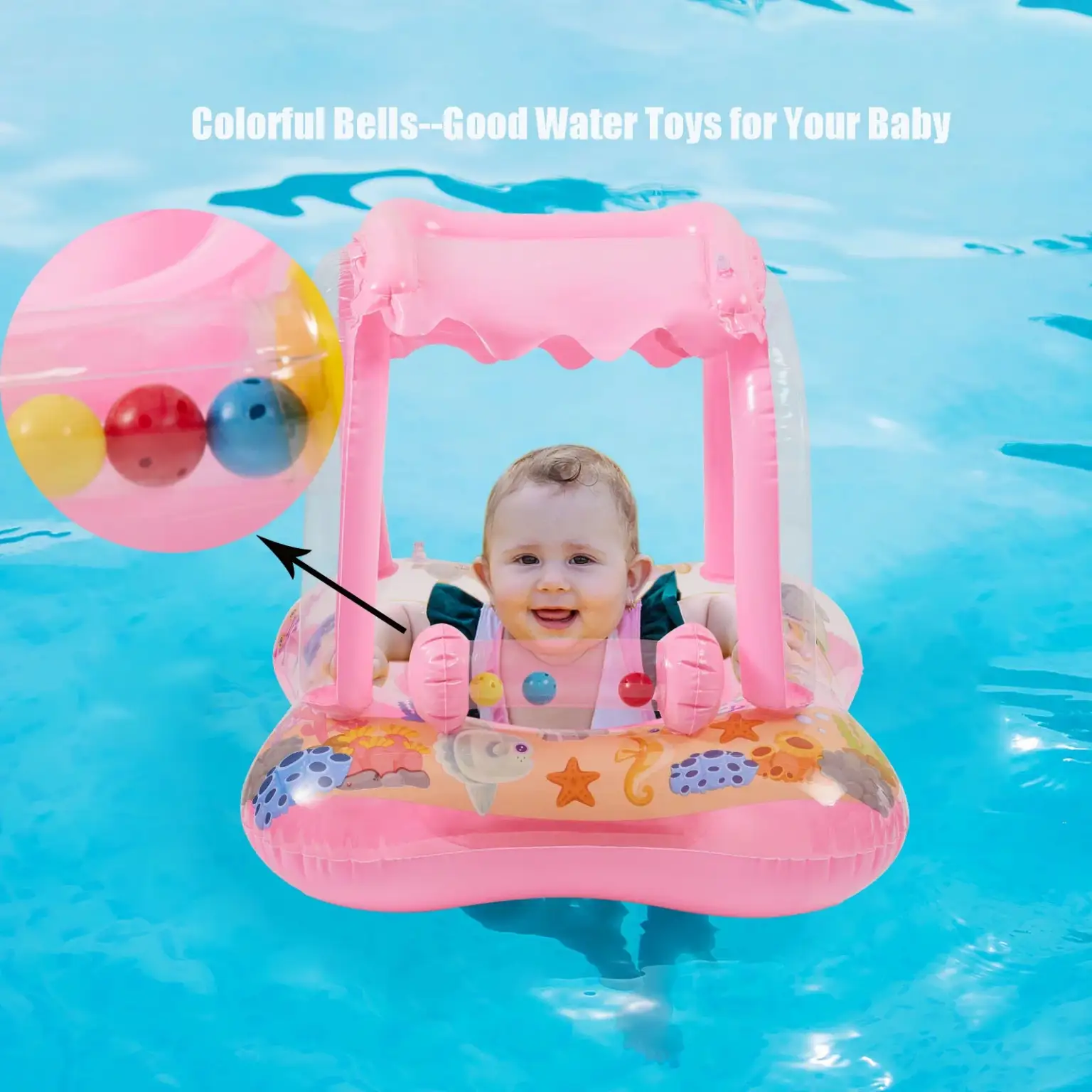 Bouée, Flotteur De Natation Gonflable Avec Pare Soleil Pour Bébés en enfants – Image 1