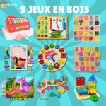 Pack de 9 Jouets Montessori en bois naturel, jouets éducatifs, ludiques et amusants pour les petits