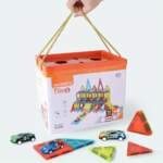 Ensemble de Blocs de Construction Magnétiques & Voitures à Tirer pour Garage de Stationnement - 66/94pcs,