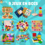 Ensemble de 9 Jouets Montessori en bois naturel, jouets éducatifs, ludiques et amusants pour les petits
