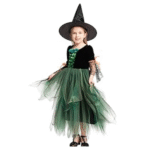 Déguisement Sorcière Verte – Costume Halloween Fille & Chapeau de Sorcière