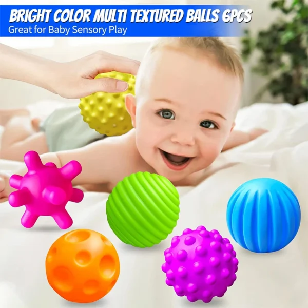 Jeu mentaires oriel texturé pour bébé, multi-balles souples, jouets de douche Montessori, activité pour tout-petits de 1 à 3 ans, 6 pièces,