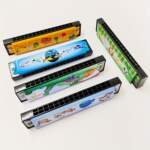 Harmonica jouet à 16 trous à double rangée, en acier peint en métal