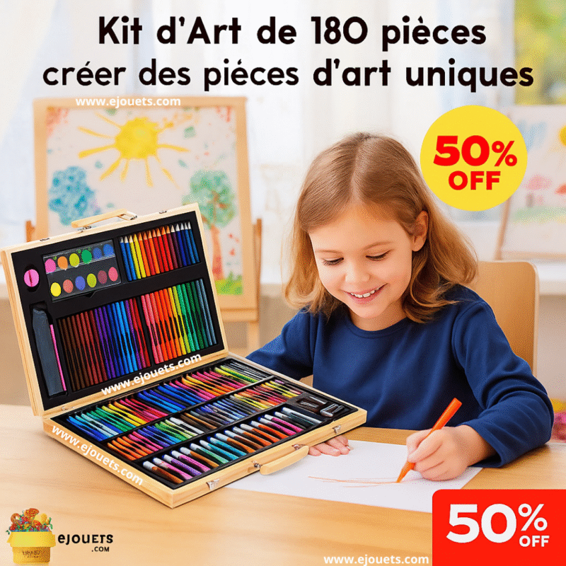 Kit d'Art Complet de 180 Pièces en bois naturel, idéal pour créer des œuvres d'art uniques.