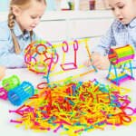 Ensemble de 200 Blocs de Construction Créatifs - Jouets Interconnectés Sûrs et Colorés pour l'Imagination et l'Apprentissage des Jeunes (Couleurs Assorties)