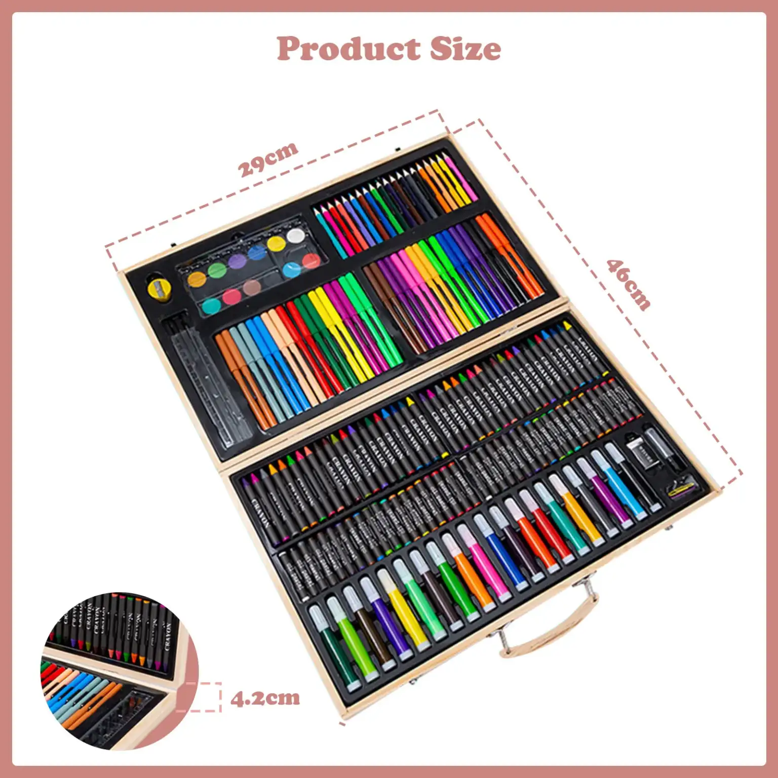 Kit d'Art Complet de 180 Pièces en bois naturel, idéal pour créer des œuvres d'art uniques. – Image 7