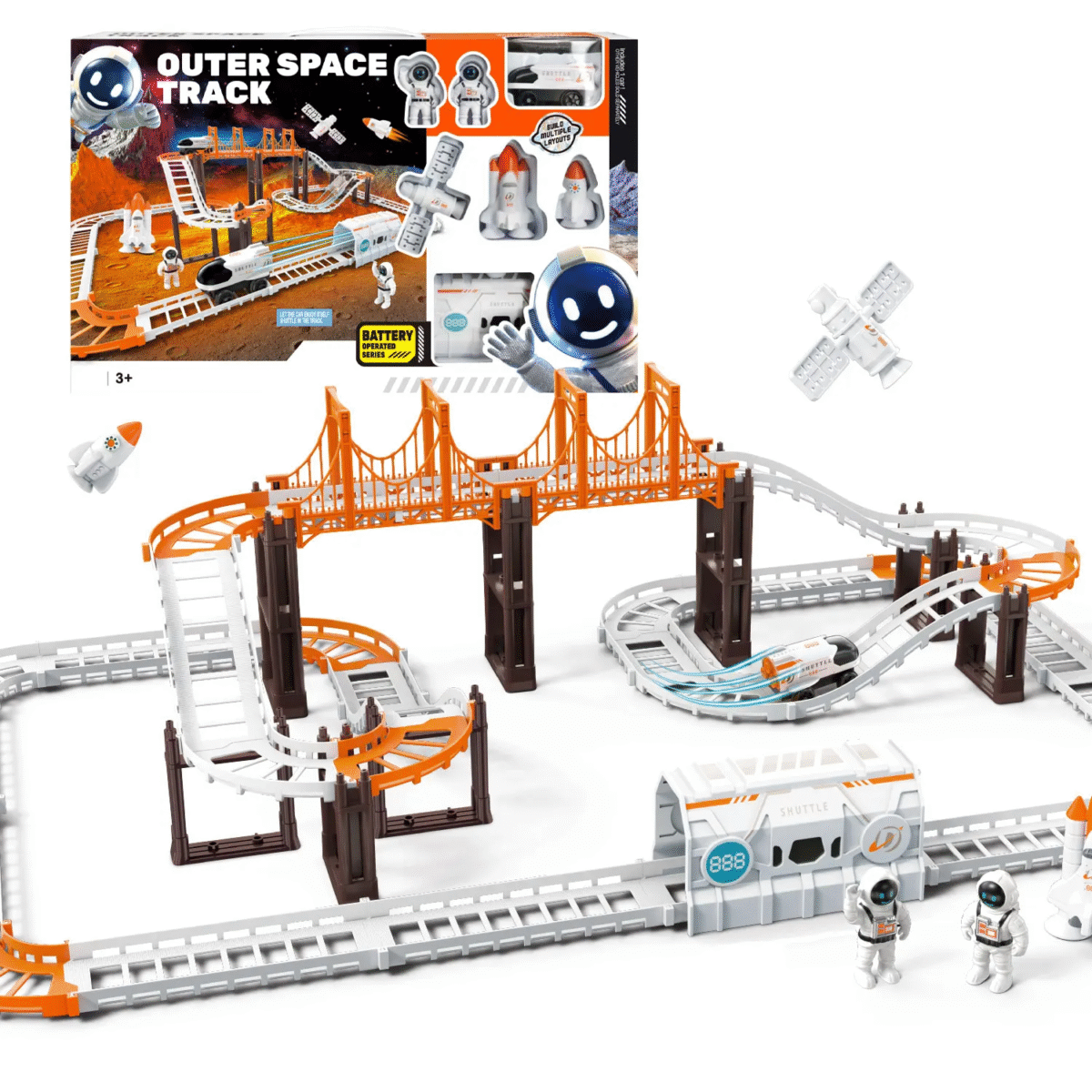 Circuit de Course Spatial "Outer Space Track" - Navette Motorisée et Figurines d'Astronautes – Image 1