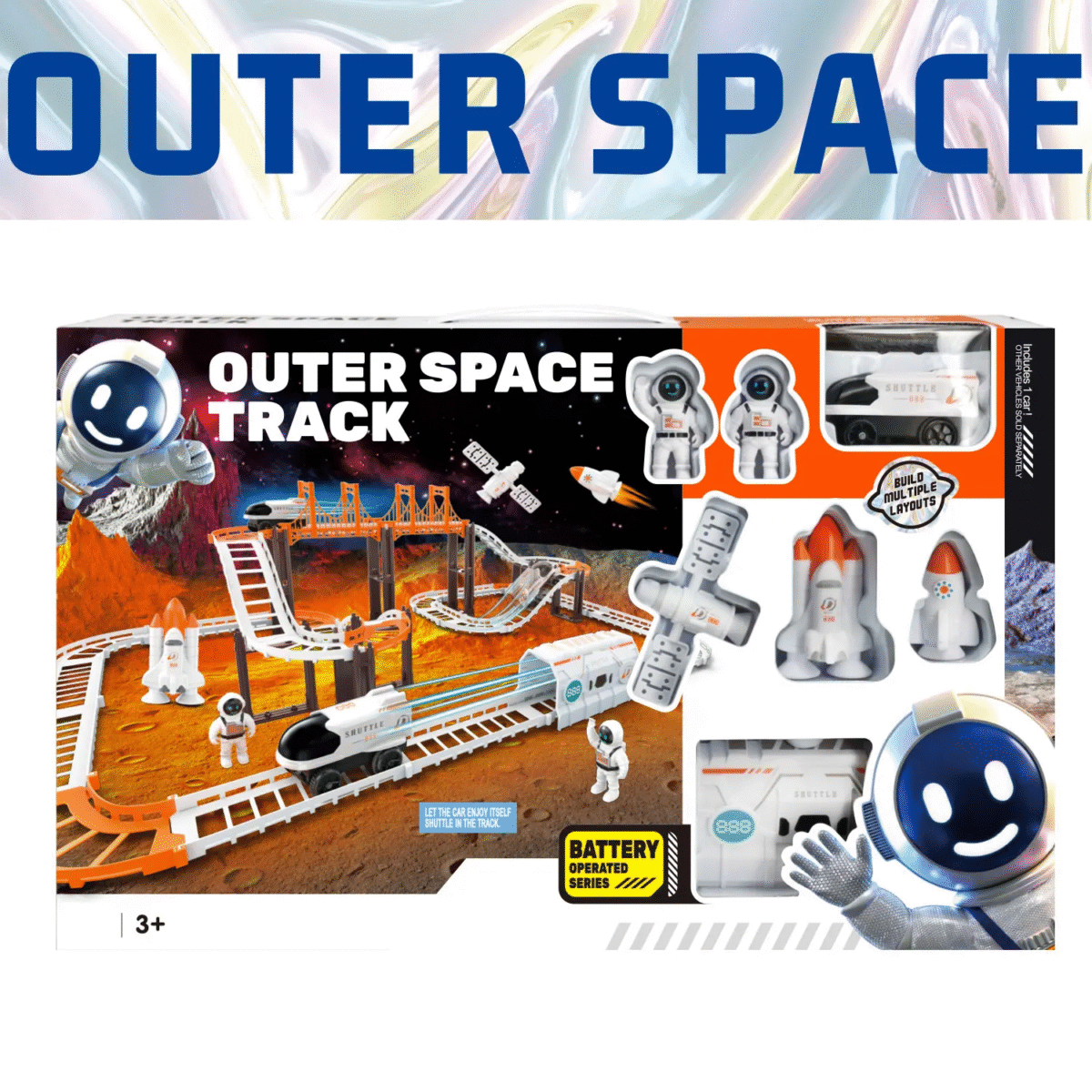 Circuit de Course Spatial "Outer Space Track" - Navette Motorisée et Figurines d'Astronautes – Image 2