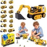 Jouets de construction de camion d'assemblage à monter soi-même 14 en 1 - Jouet d'excavatrice démontable - Jouets d'excavatrice 76 pièces avec tournevis et manuel d'instructions