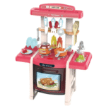 Ensemble de cuisine avec sons, lumières, cuisinière, vapeur évier et nourriture de jeu 38 PCS