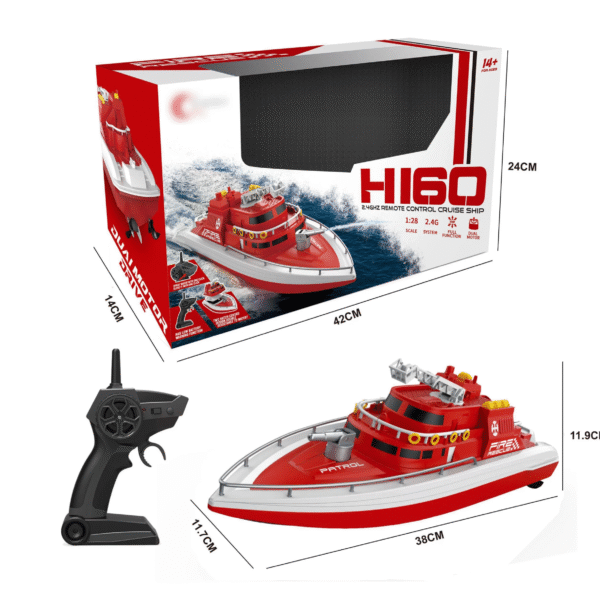 Bateau de Patrouille Télécommandé 2.4Ghz - Modèle HI58 - Double Moteur  - Modèle Pompier