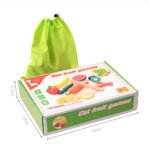Jeu de Fruits à Découper en Bois - 8 Pièces - Avec Sac de Rangement - Jouet d'Imitation Educatif