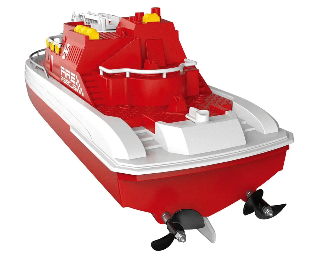 Bateau de Patrouille Télécommandé 2.4Ghz - Modèle HI58 - Double Moteur  - Modèle Pompier – Image 2