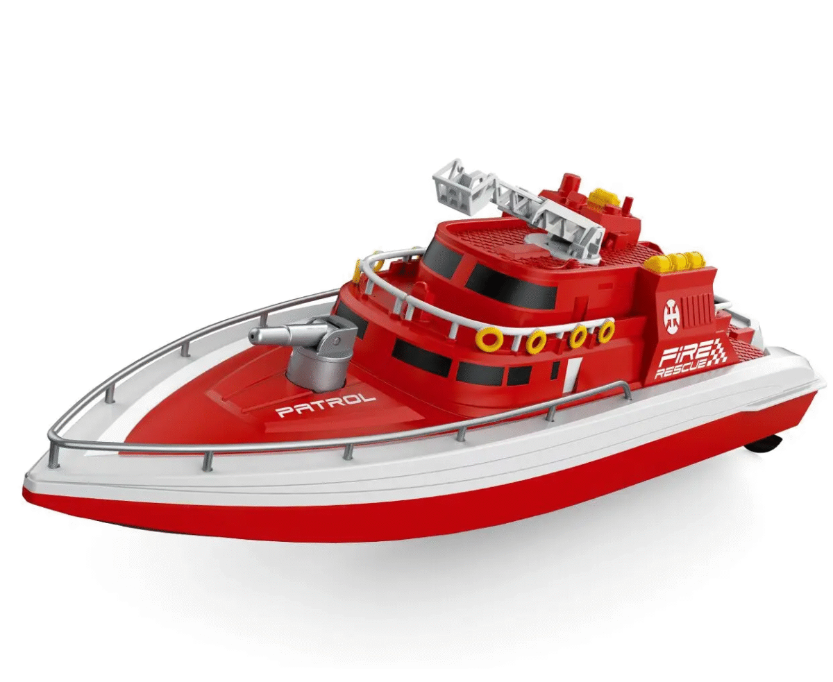 Bateau de Patrouille Télécommandé 2.4Ghz - Modèle HI58 - Double Moteur  - Modèle Pompier – Image 3