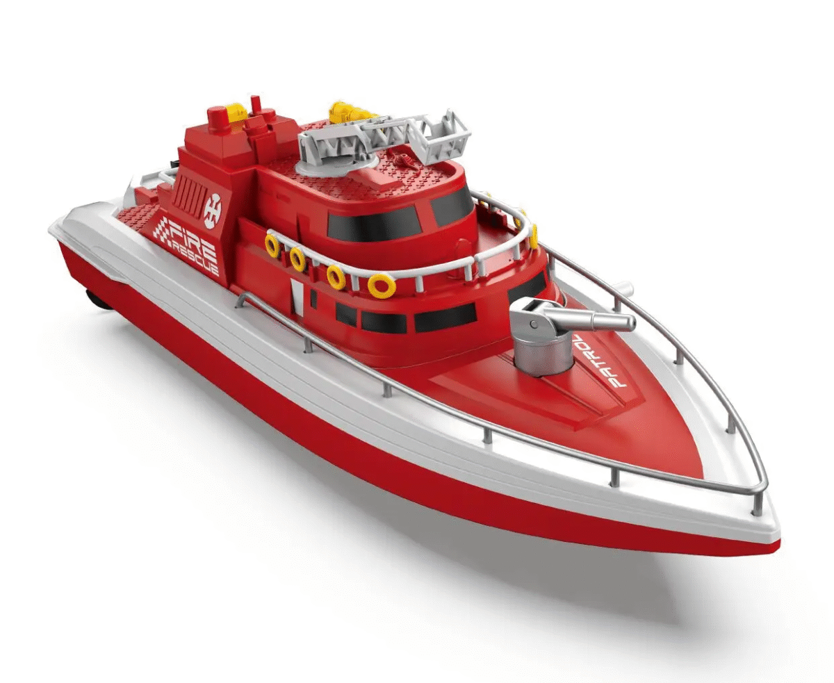 Bateau de Patrouille Télécommandé 2.4Ghz - Modèle HI58 - Double Moteur  - Modèle Pompier – Image 4
