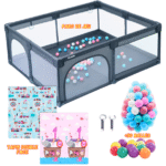 Parc Bébé PLAYPEN Complet  180x150cm, Tapis de Jeu, + 50 Balles
