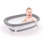 Baignoire Bébé Pliable et Compacte - Gris & Blanc