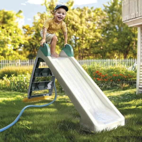 Toboggan Bébé Pliable et Compact avec fonction eau - Vert Menthe & Gris
