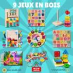 Pack de 9 Jouets Montessori en bois naturel, jouets éducatifs, ludiques et amusants pour les petits