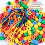 Puzzle perlé fait à la main, portant des perles, blocs de construction, éducation précoce, forme géométrique, jouet de bracelet - 50pcs
