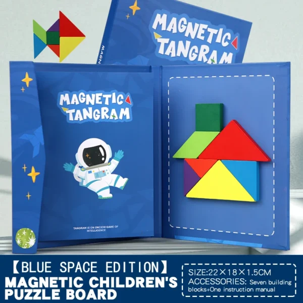 Livre de puzzle en bois magnétique pour enfants, Tangram, Portable, ApprentiCumbria, Intelligence, Montessori