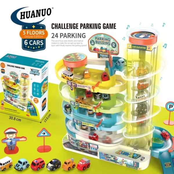 Parking à étages 5 niveaux – Ascenseur hélicoïdal + 6 voitures (24 places)