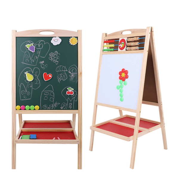 Chevalet double-face en bois 90 cm  Tableau noir & blanc