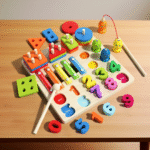Jouet Éducatif Montessori en Bois  Chiffres, Formes, Pêche Magnétique & Xylophone