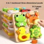 5 Puzzle Montessori 3D en Bois  20 Modèles  Animaux, Véhicules & Formes