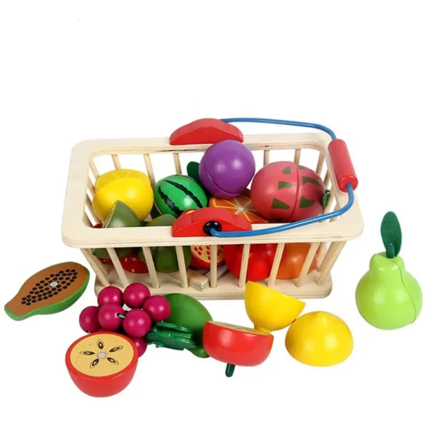 Panier de Fruits & Légumes en Bois – Jeu d’Imitation Éducatif