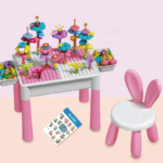 Table de Construction Éducative 2 Faces avec Rangement 89 pcs
