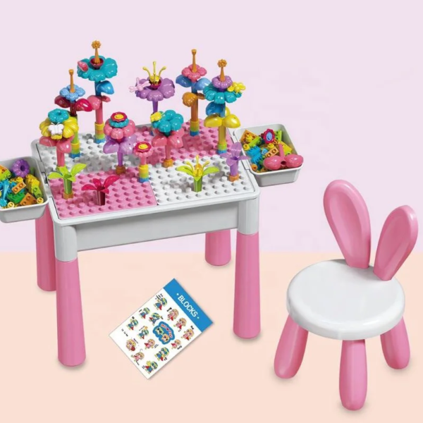Table de Construction Éducative 2 Faces avec Rangement 89 pcs