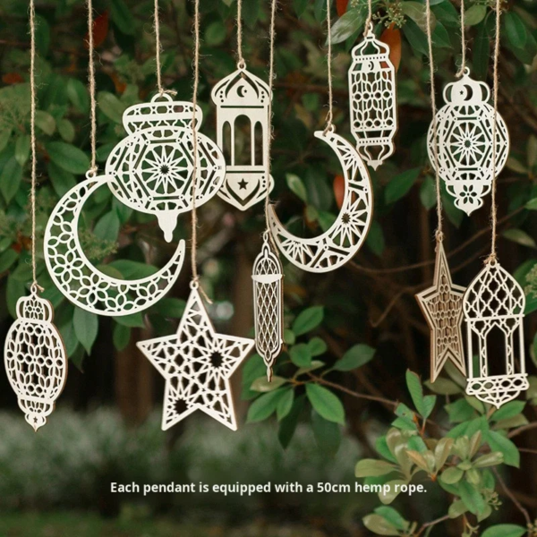 10 Pcs Décoration de Ramadan en bois