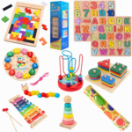 Lot Complet de Jeux Éducatifs en Bois 11 in 1  Pack Multi-Activités pour Enfants