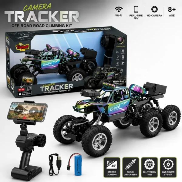 Camera Tracker RC Car 6x6 avec Caméra HD & Contrôle WiFi