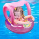 Bouée Flotteur de Piscine pour Bébé , Anneau de Natation Gonflable avec Protection Solaire
