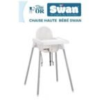 Swan Chaise haute bébé avec tablette et ceinture de sécurité, supporte 25kg -BLANC