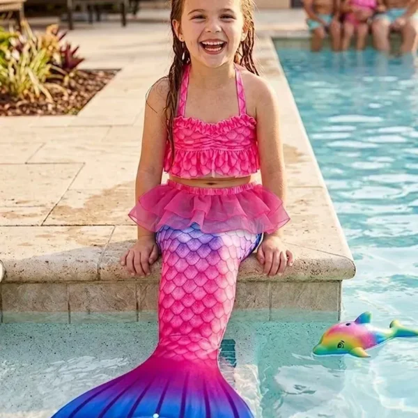 Maillot de Bain Enfant Sirène 3 Pièces – Queue de Sirène