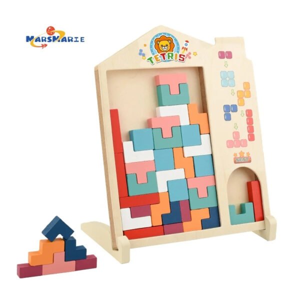 Jeu de Construction Tetris en Bois – Puzzle Éducatif et Développement de la Logique