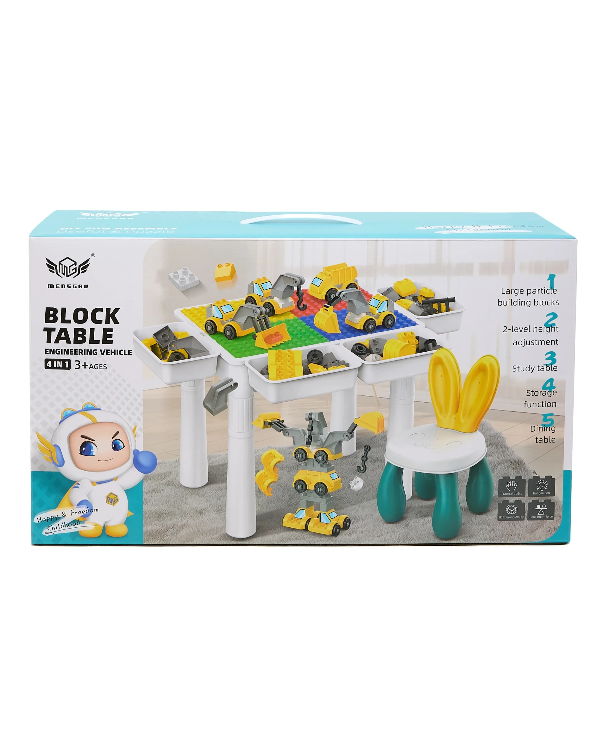 bmgt-mg1021c_1 Table de Construction 4 en 1 avec Blocs et Véhicules de Chantier – Table d’Activités Enfant 3+ – Image 1