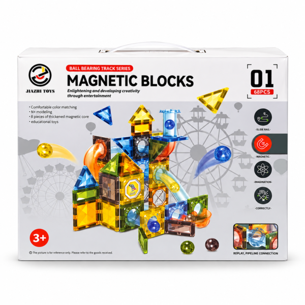 Blocs Magnétiques & Circuit de Billes – 68 Pièces