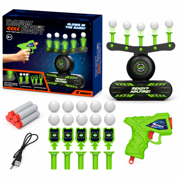 Dark Shot – Jeu de Tir avec Cibles Flottantes Lumineuses, 24 Pièces, 2 Modes, 8+ ans.