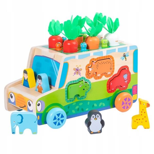 Jeu Montessori Bus Éducatif en Bois 2 en 1